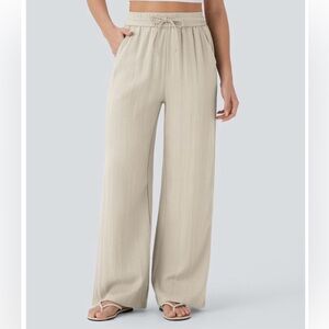 HALARA Light Beige Wide Leg linen like Pants
